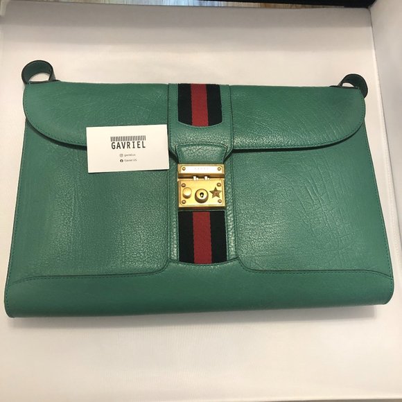 Gucci Messenger Bag with Web in Green NEW WITH DUSTBAG - Picture 3 of 16